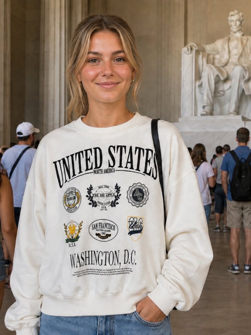 Bershka United States North America Washington D.C. City Insignia Sweatshirt - S